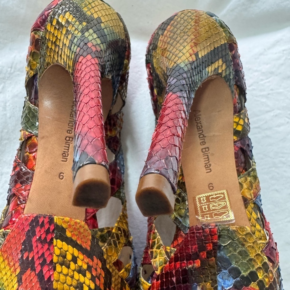 Alexandre Birman Multicolor Python Peeptoe Platfo… - image 8